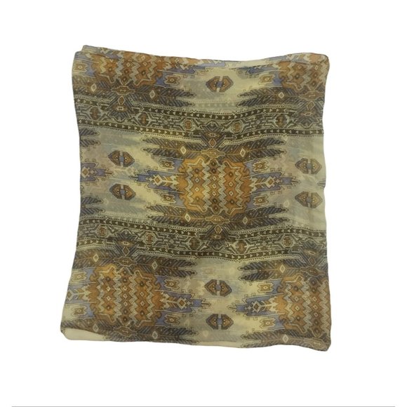 Grandeur Collection Accessories - GRANDEUR COLLECTION Beige Geometric Silk Scarf 70"/ 23” EC